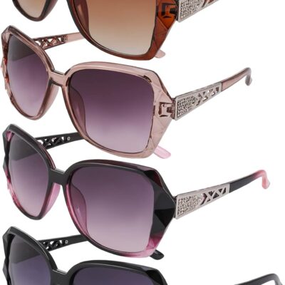4 Pcs Women Large Sunglasses,  Glasses Oversized Sunglasses Classic Trend Ladies Sunglasses Sparkling Large Frame Sunglasses for Women