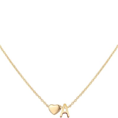 Initial Heart Necklace 18K Gold Plated Stainless Steel Tiny Heart Letter Necklace Personalized Monogram Name Necklace for Women